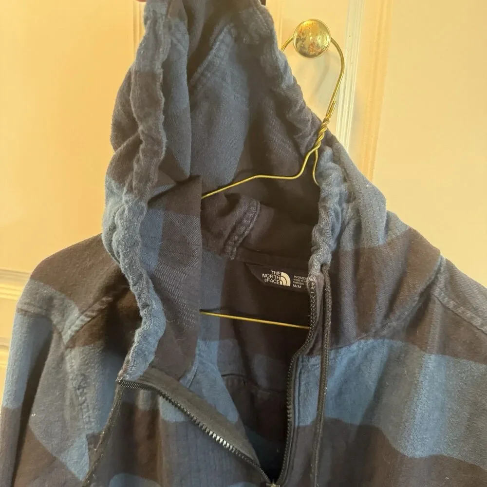 The North Face Women’s Blue Black Plaid 1/4 Zip Pullover Jacket Size Medium